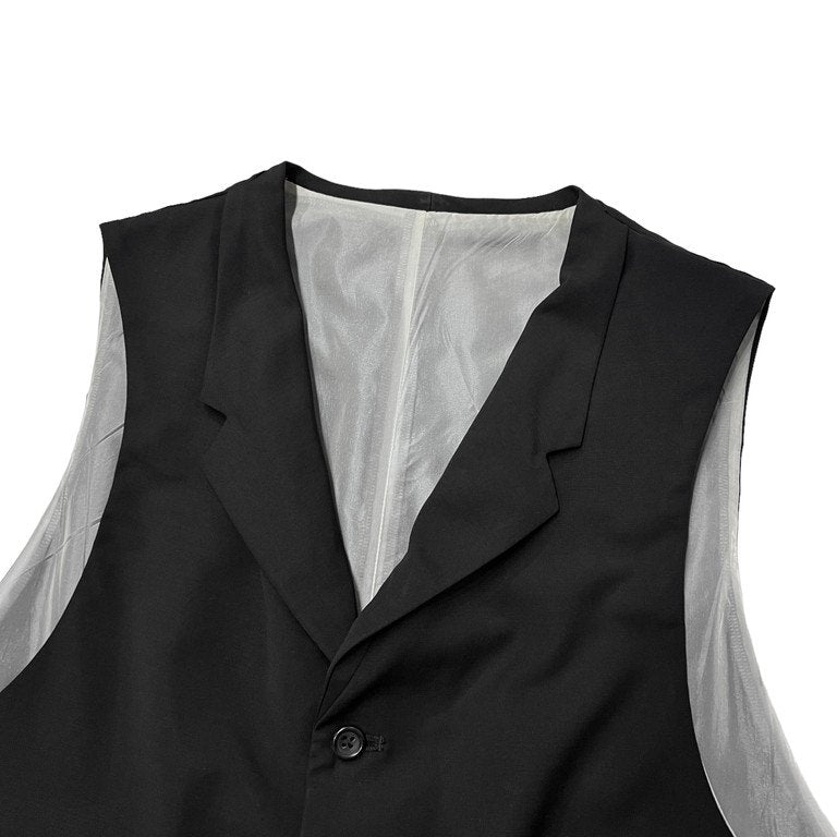 Yohji Yamamoto Pour Homme 94SS ウールトロピカルフェイクカラー4ポケット5Bベスト ジレ ノースリーブ ジャケット トップス 襟付き Archive 90s スケアクロウ期 Scarecrow