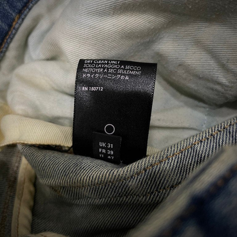 AMIRI ダメージウォッシュ加工サイドラインプリントストレッチスキニーデニムパンツ スリムシルエット ボトムス 側章 ストライプ アミリ メンズ