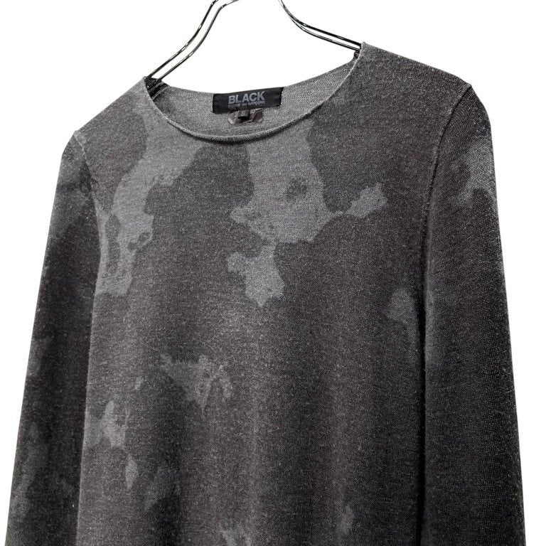 BLACK COMME des GARCONS 18AW ウールアクリル製品染めカモフラージュニットセーター 迷彩柄 総柄 トップス ブラック コムデギャルソン メンズ レディース ユニセックス