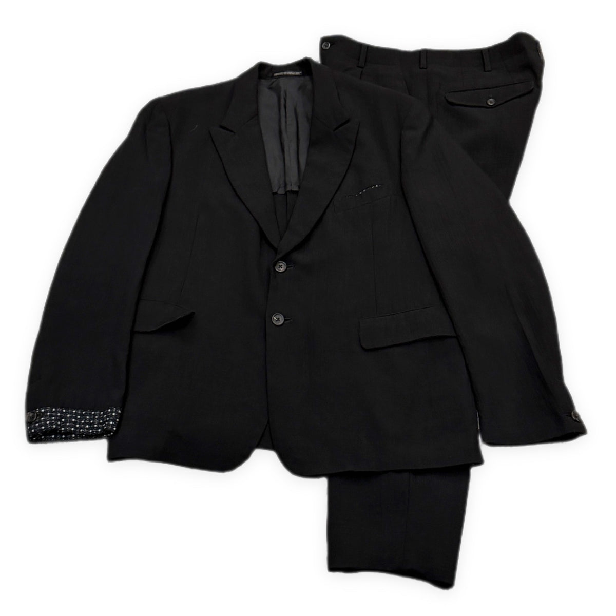 Yohji Yamamoto Pour Homme 95SS ウールこぎん刺しセットアップスーツ テーラードジャケット スラックス パンツ ボトムス コート アウター Archive 90s 刺し子 小巾 ヨウジヤマモトプールオム メンズ