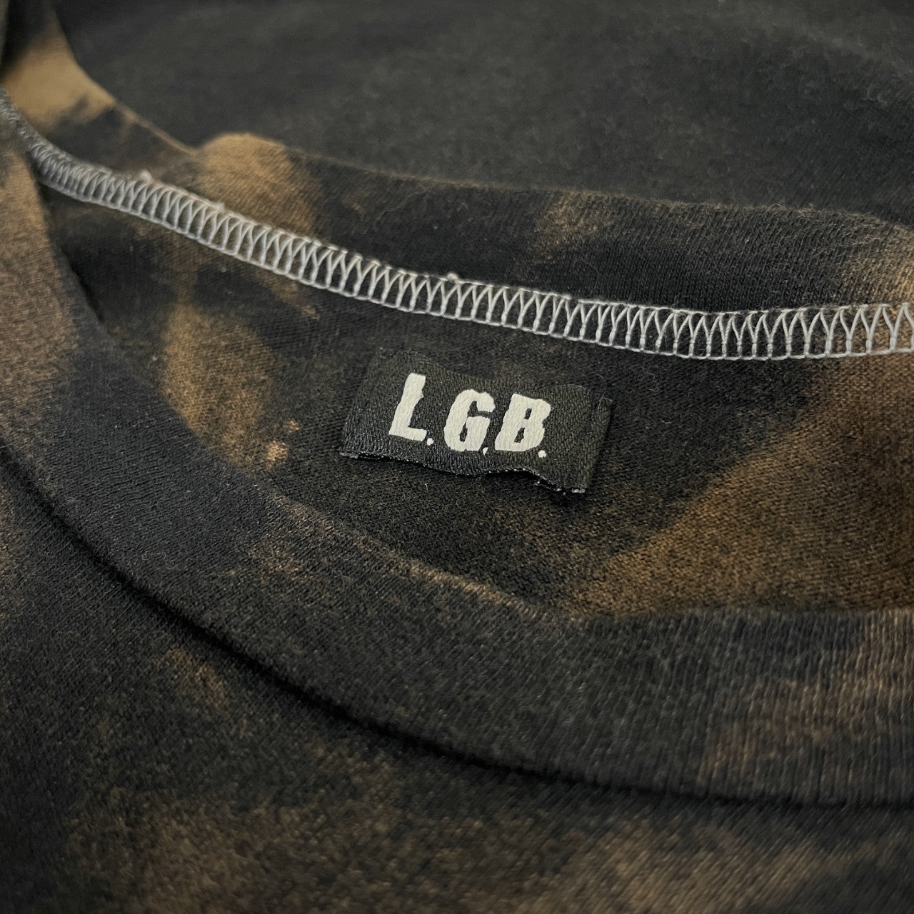 L.G.B. BLACK&WHITE AMERICA HSC M 004FBWA レザー星条旗パッチブリーチTシャツ カットソー Tee T-shirt Y2K トップス 国旗 ルグランブルー メンズ