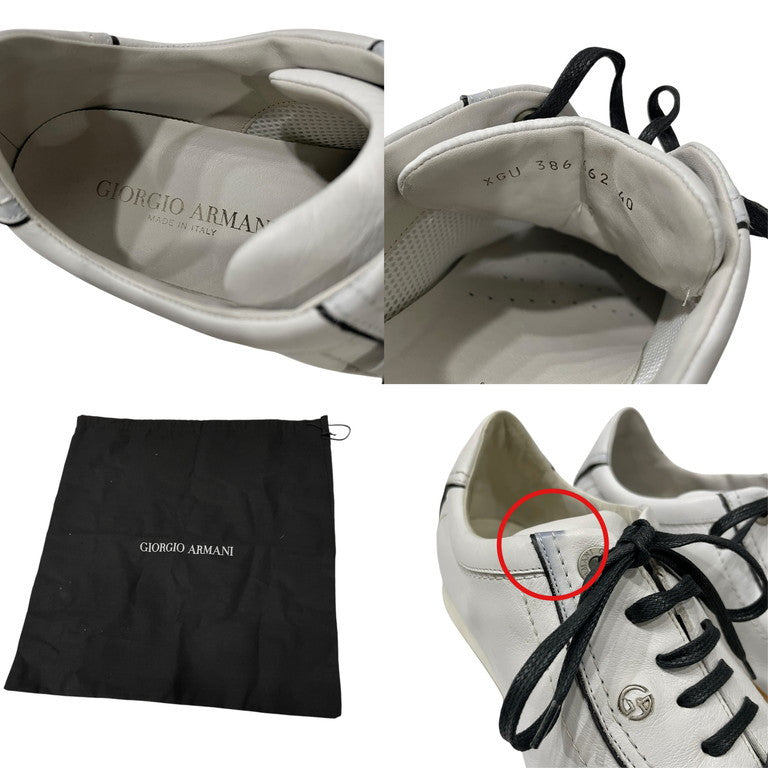 GIORGIO ARMANI カーフレザードライビングシューズ レースアップローカットスニーカー ロゴ 靴 クツ ジョルジオアルマーニ メンズ