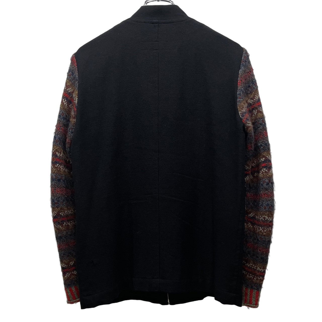 COMME des GARCONS HOMME PLUS 96AW 袖フェアアイル柄ニット切替ウールフラノジップアップジャケット Archive Traditional モッズ期 ブルゾン コート アウター フランネル コムデギャルソンオムプリュス メンズ