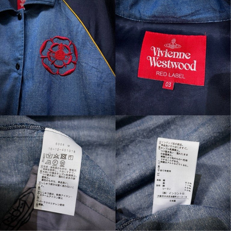 Vivienne Westwood RED LABEL 20SS コットンリネンライトオンスデニムオーブ刺繍袖切替ブルゾン ジャケット コート アウター ヴィヴィアンウエストウッド レッドレーベル レディース