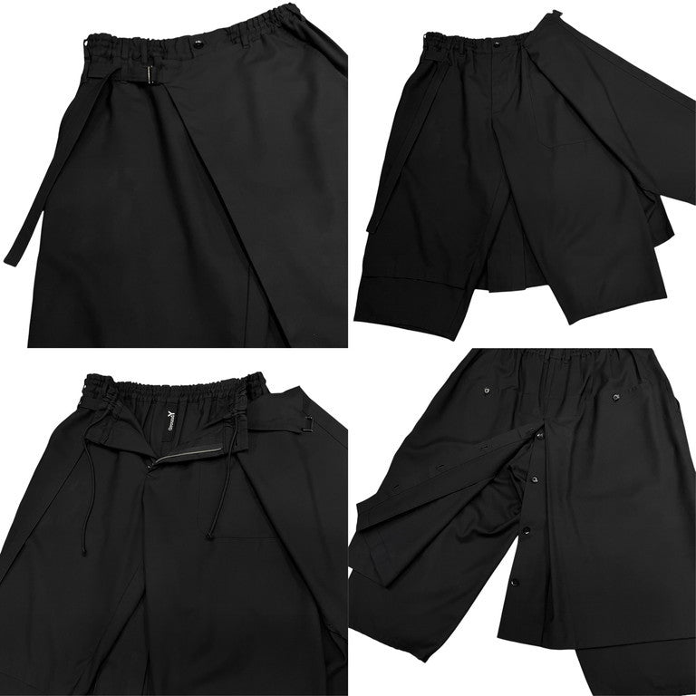 Ground Y 18AW WOOL POLYESTER GABARDINE WRAP PANTS TYPE 1 ウールポリエステルギャバジンラップパンツ ボトムス GV-P01-100 Yohji Yamamoto ヨウジヤマモト グラウンドワイ メンズ レディース ユニセックス