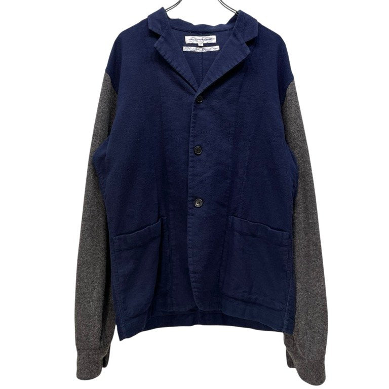 COMME des GARCONS SHIRT コットンフランネル袖ニット切替ツートーンシャツジャケット バイカラー ブルゾン コート アウター Archive 90s コムデギャルソン メンズ