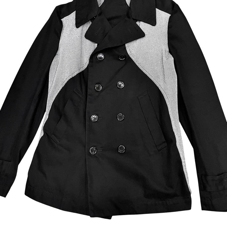 COMME des GARCONS HOMME PLUS EVER GREEN 03AW Curve 復刻 コットン切り替えダブルブレストジャケット コート ブルゾン アウター 09SS カーブ期 Archive コムデギャルソンオムプリュス メンズ