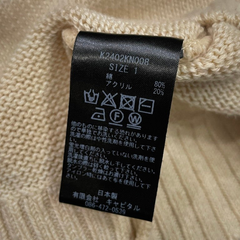 KAPITAL 24SS フローラル刺繍コットンクルーネックニット トップス セーター オーバーサイズ ビックシルエット K2402KN008 ベージュ コットン アクリル 日本製 メンズ レディース ユニセックス