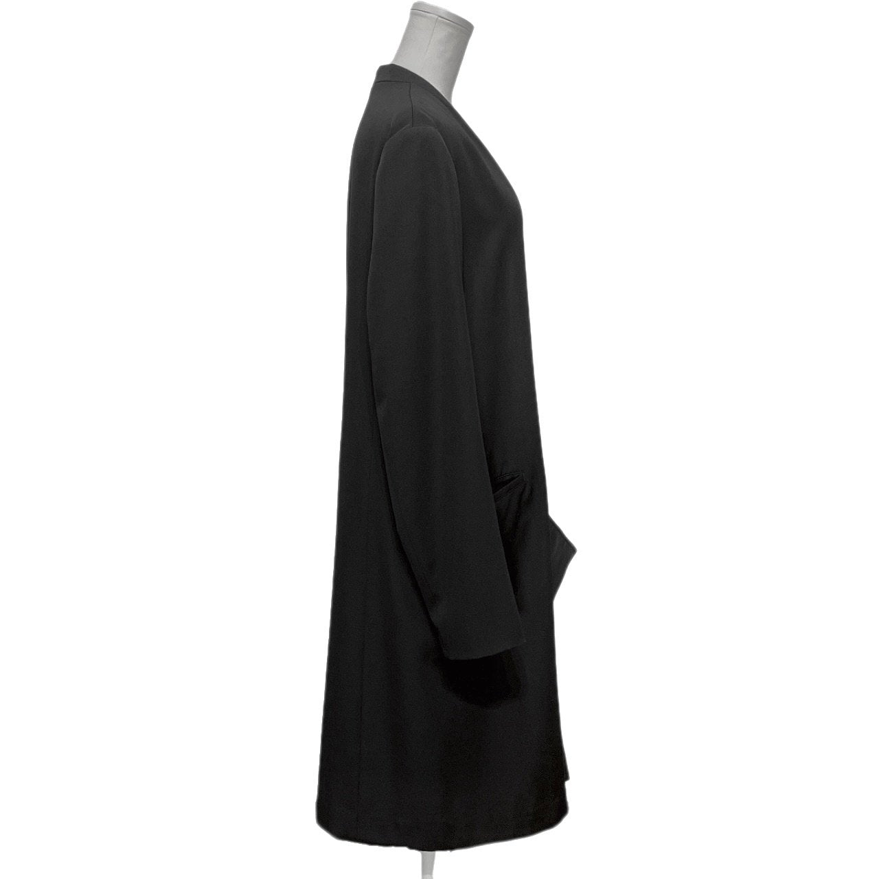 Y's 22AW ウールギャバジンフラシレイヤードノーカラーロングジャケット コート アウター アシンメトリー Yohji Yamamoto Femme ヨウジヤマモトファム ワイズ レディース