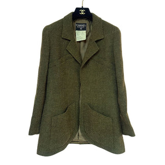 CHANEL CHANEL ボタンレスツイードジャケット 36