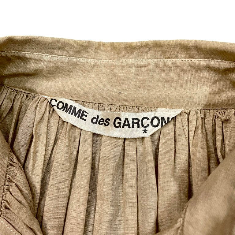 COMME des GARCONS リネンギャザープルオーバースモックワンピース シャツ ブラウス チュニック Archive 70s 初期 トップス コムデギャルソン レディース