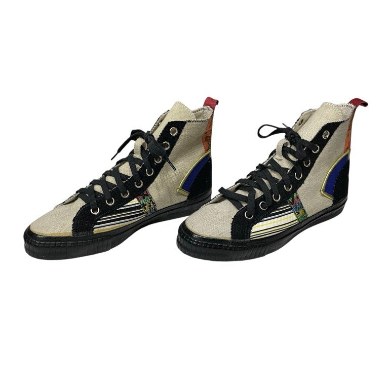 Yohji Yamamoto Pour Homme 95AW 鹿鳴館パッチワークハイカットスニーカー シューズ 靴 刺繍 鹿鳴館期 90s Archive 未使用 激レア 希少 ヨウジヤマモトプールオム メンズ