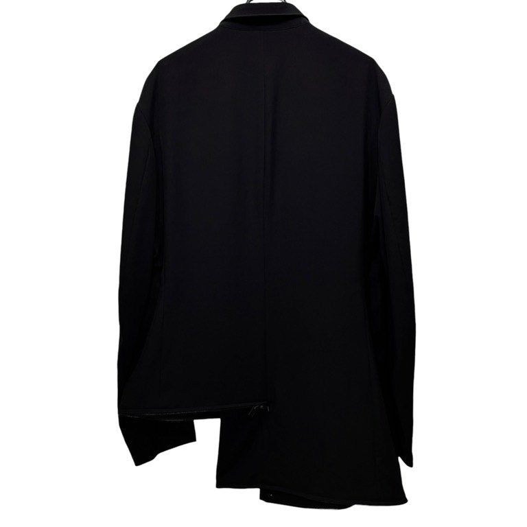 Yohji Yamamoto Pour Homme 19AW WRINKLED GABARDINE STAND FASTENER JACKET ウールギャバジンスタンドファスナーアシンメトリーロングジャケット コート ジップ ブルゾン アウター 定価151,800円 ヨウジヤマモトプールオム メンズ