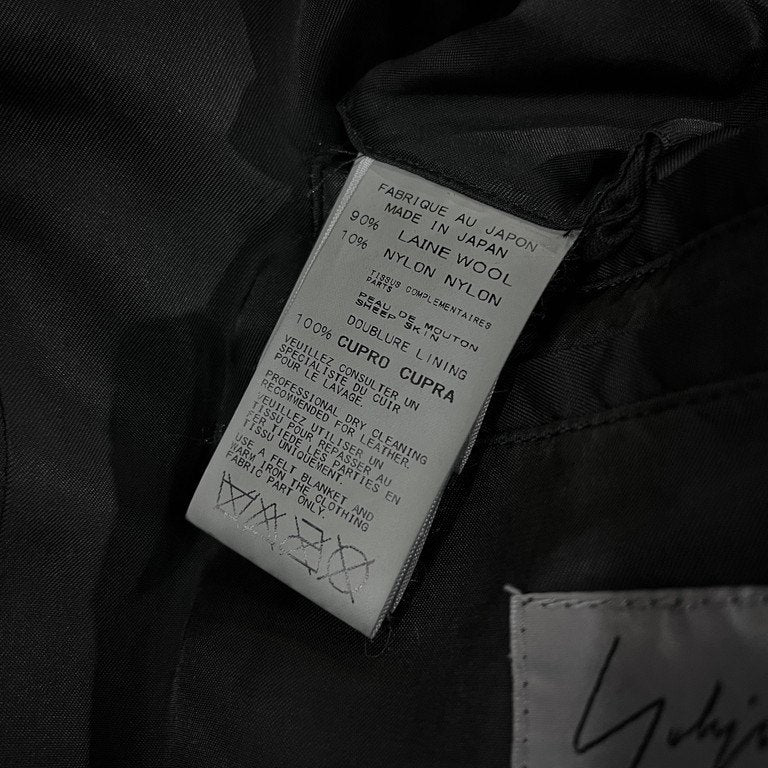 Yohji Yamamoto Pour Homme 15AW LOOK22 ラムレザーパッチワークウールフラノ2Bテーラードジャケット レア 希少 Archive 切替 切り替え 製品染め ブレザー ブルゾン コート アウター HY-J45-804 ヨウジヤマモトプールオム