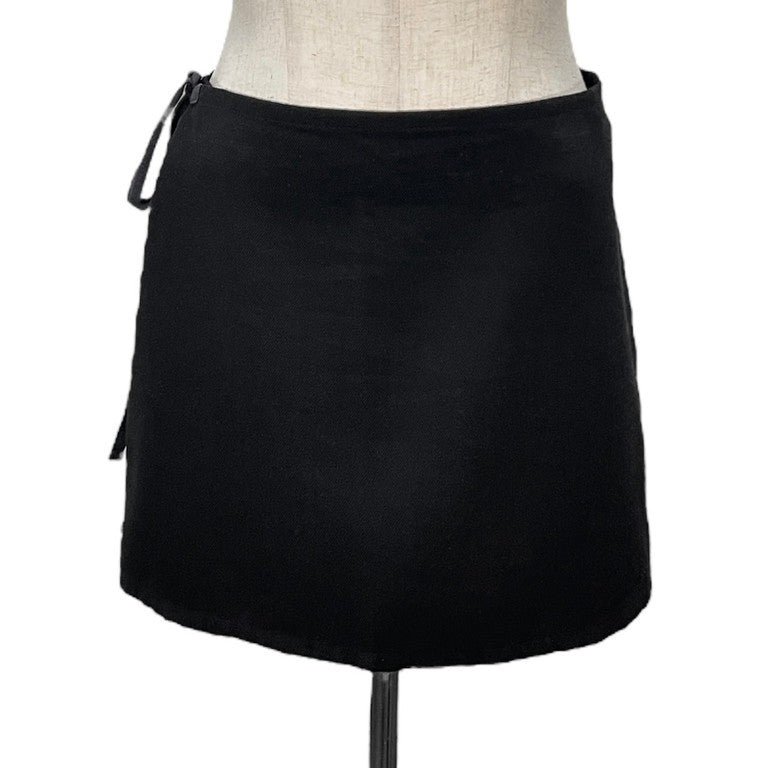 ANN DEMEULEMEESTER 00s ウールコットンツイルサイドリボンラップスカート ミニスカート タイトスカート レイヤード アンドゥムルメステール