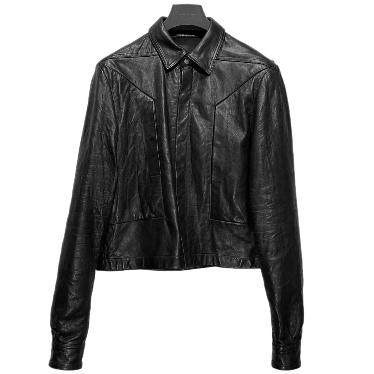 Rick Owens 24AW ALICE STROBE LEATHER LNV ラムレザーフライフロントショートトラッカージャケット ブルゾン コート アウター 定価378,400円 RU02D6743-LNV リックオウエンス メンズ