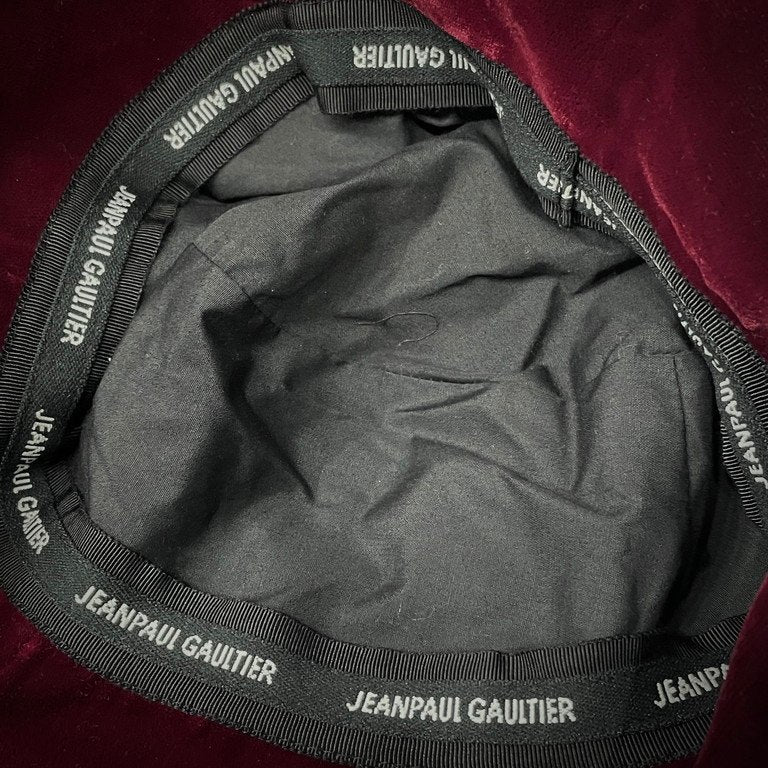 Jean Paul GAULTIER ベロア刺繍チューリップハット ベルベット 帽子 キャップ Archive 90s 未使用タグ付き JPG ジャンポールゴルチエ メンズ レディース ユニセックス