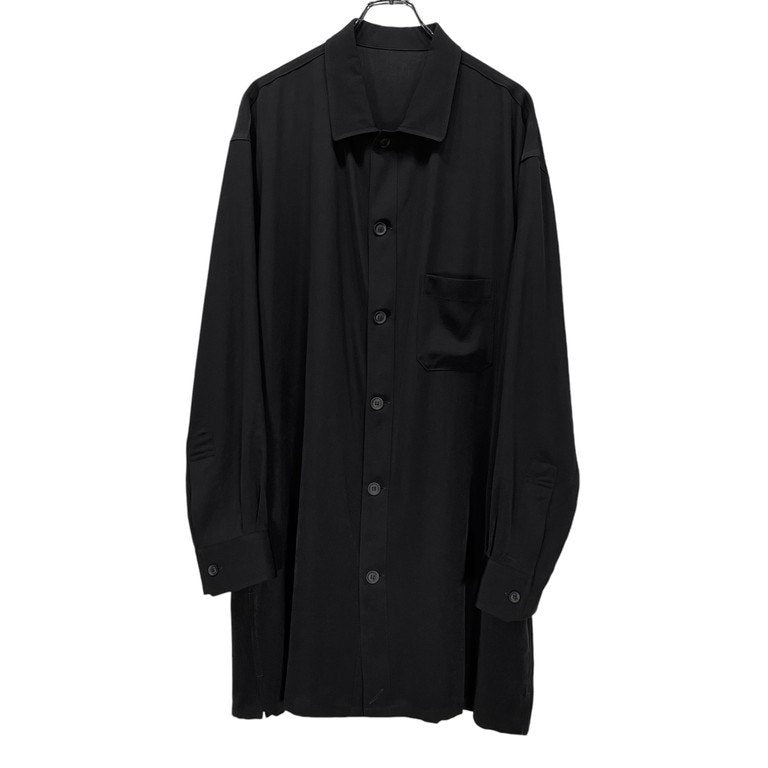Yohji Yamamoto Pour Homme 22SS TA/TUXEDO OPEN COLLAR FRONT PLACKET BLOUSE トリアセテートポリエステルタキシードオープンカラーフロントポケットシャツ A-開襟前立て付きB 定価61,600円 ヨウジヤマモトプールオム メンズ