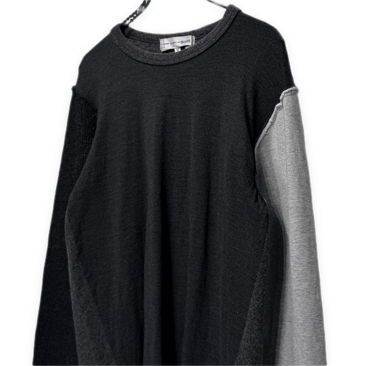 COMME des GARCONS SHIRT 02AW ウール切り替えクレイジーパターンクルーネックニットセーター トップス スウェット Archive 00s コムデギャルソンシャツ メンズ