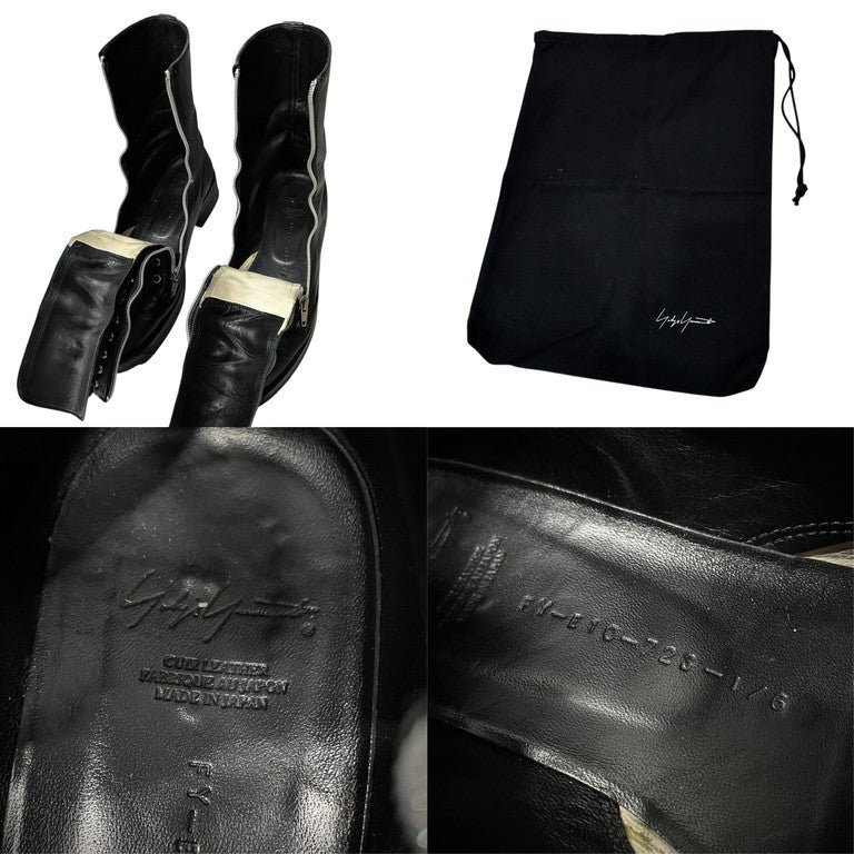 Yohji Yamamoto Femme 15AW フロントダブルジップレザーレースアップブーツ Archive LOOK36 ランウェイ着用モデル シューズ 靴 クツ ヨウジヤマモトファム レディース