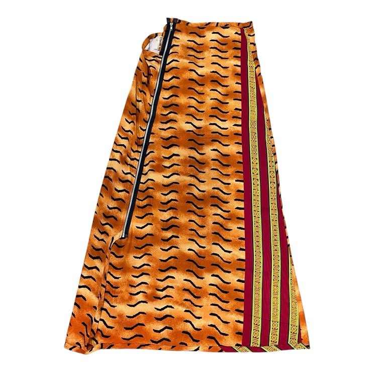 COMME des GARCONS 92SS エスニック柄ジップ装飾変型スカート Archive 90s Unfinished アンフィニッシュド ボトムス パンツ CdG 本ライン コムデギャルソン レディース