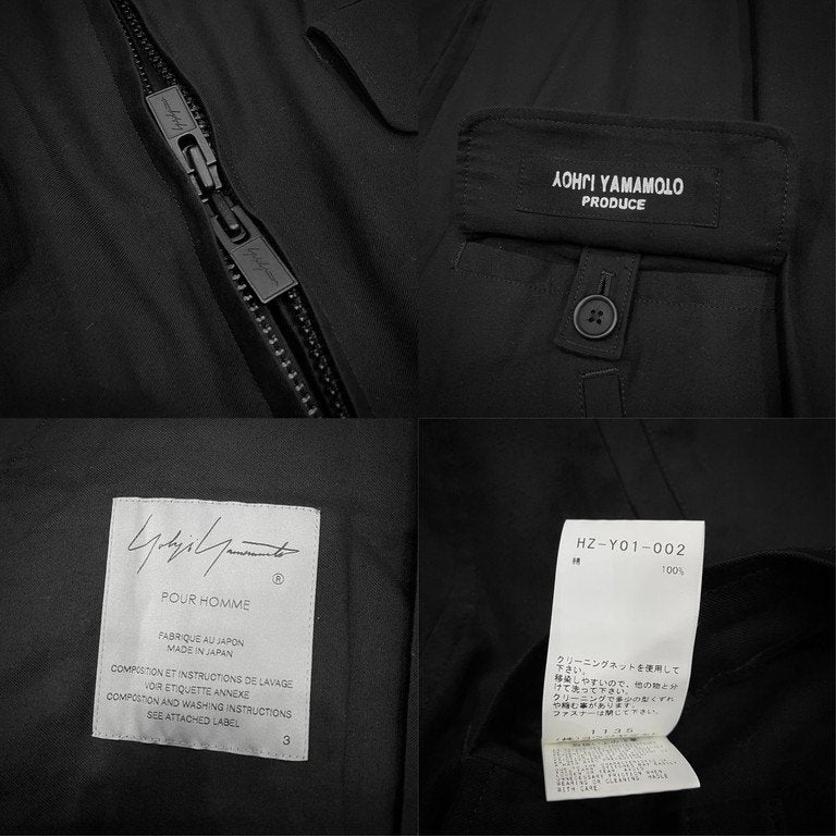 Yohji Yamamoto Pour Homme 23SS A-ONE LAYER SINGLE RIDERS JK コットンギャバジンバックルストラップジップアップシングルライダースジャケット スポーツジャケット ブルゾン Archive ヨウジヤマモトプールオム メンズ