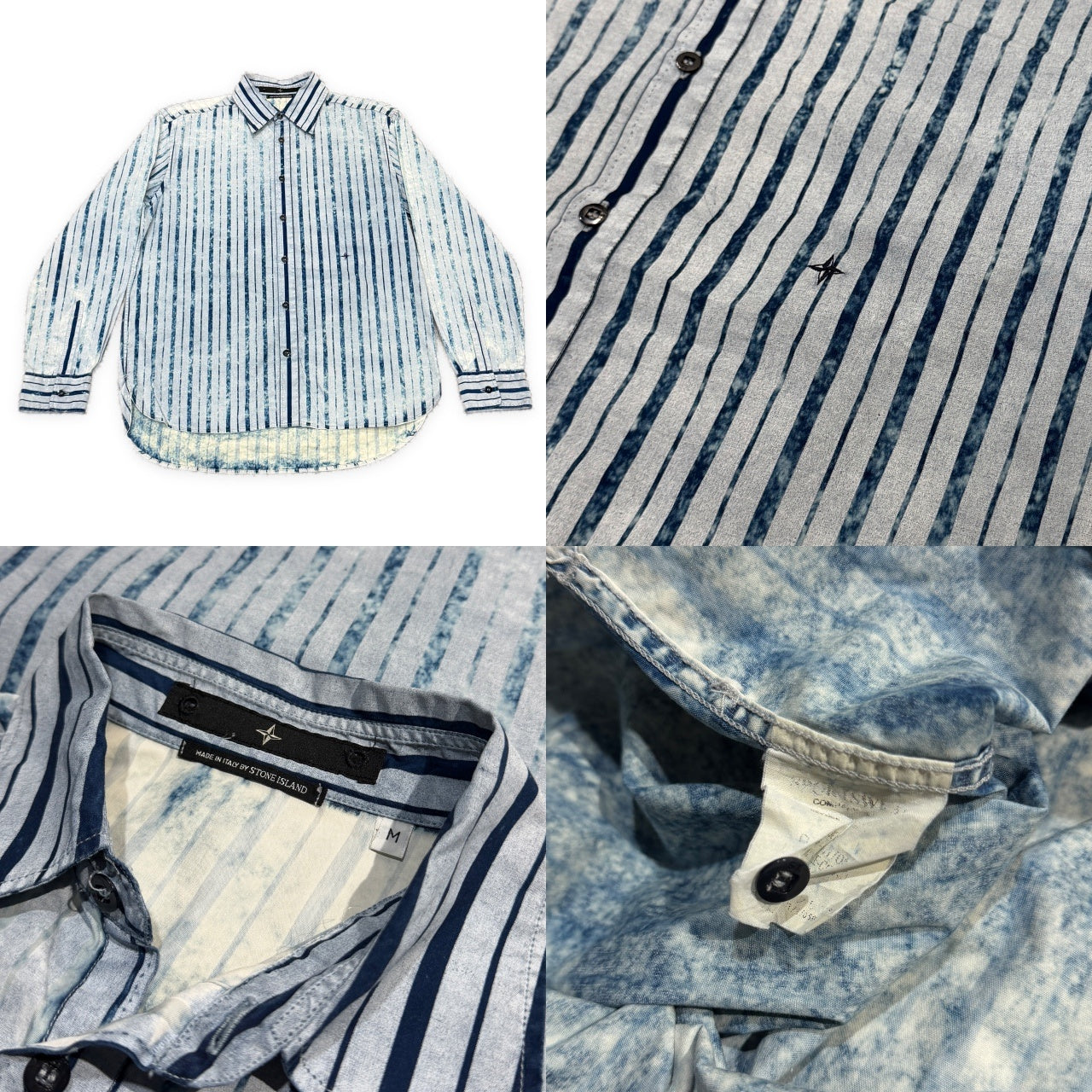 STONE ISLAND DENIMS 03SS ブリーチストライプレギュラーカラーシャツ ブラウス トップス Archive ストーンアイランド デニムス メンズ
