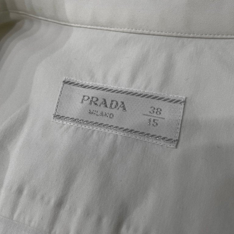 PRADA ストレッチコットンフライフロントプレーンシャツ ブラウス トップス 比翼 プラダ メンズ