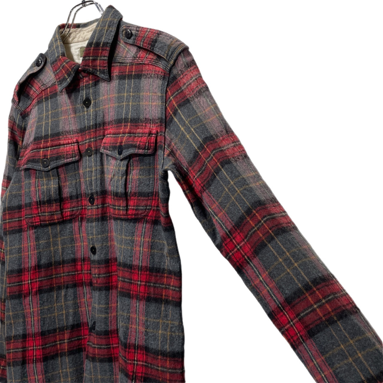 Nigel Cabourn コットンウールフランネルダブルポケットエポレットチェックシャツ ブラウス トップス ナイジェルケーボン メンズ