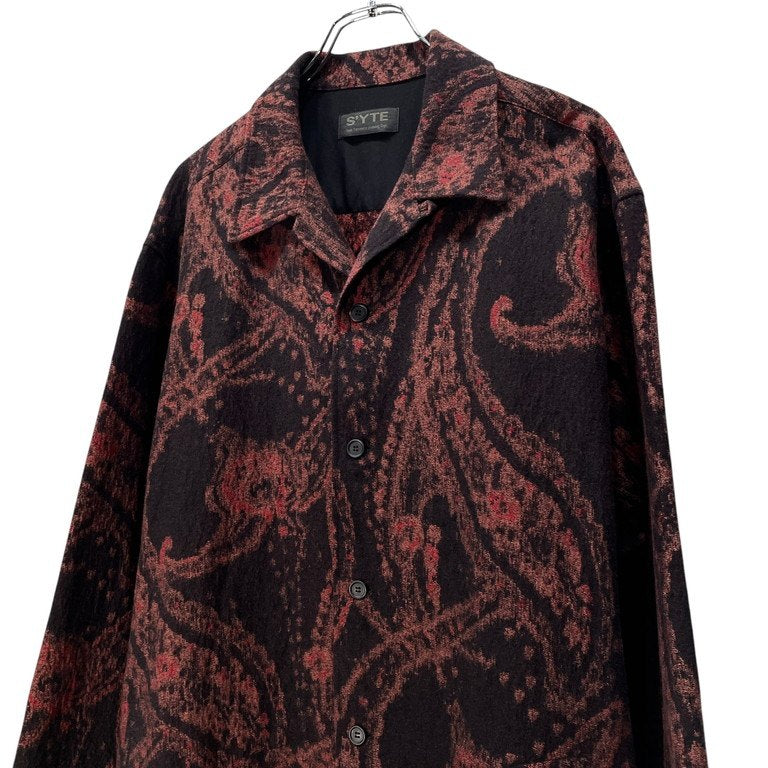 S'YTE Yohji Yamamoto 23AW PAISLEY PATTERN JACQUARD OPEN COLLAR COAT ペイズリージャカードオープンカラーロングコート 開襟 ジャケット ブルゾン アウター 総柄 サイト ヨウジヤマモト メンズ レディース ユニセックス