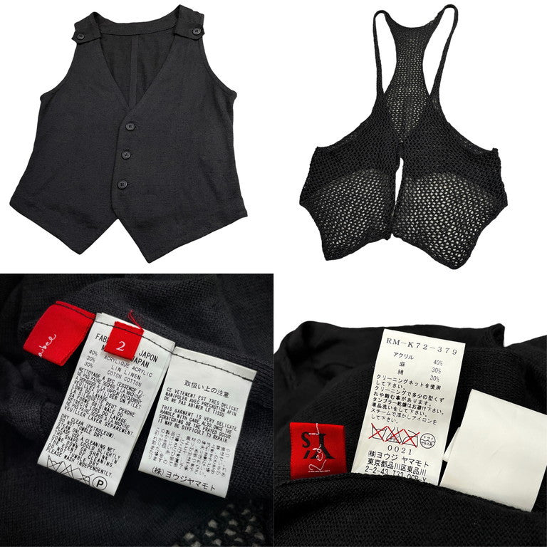Y's RED LABEL メッシュニットレイヤードノースリーブリネンベスト Yohji Yamamoto
