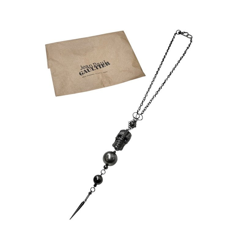 Jean Paul GAULTIER ビッグスカルアイアンボールチェーンネックレス コレクションサンプル 一点物 激レア 希少 Archive 90s 00s JPG 未使用 ペンダント アクセサリー ジャンポールゴルチエ メンズ レディース ユニセックス