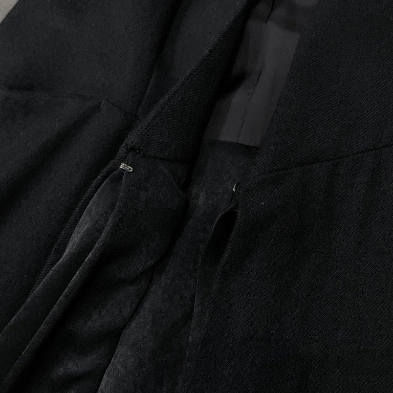 LIMI feu 17AW キュプラレイヤードウールフラノロングベスト ノースリーブ ワンピース ジャケット コート アウター Yohji Yamamoto Femme リミフゥ ヨウジヤマモト レディース