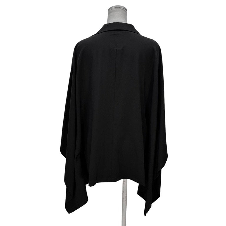 LIMI feu 24AW ウールギャバジン着物フレアスリーブジャケット テーラード ブルゾン コート アウター ポンチョ マント Yohji Yamamoto Femme リミフゥ ヨウジヤマモト レディース