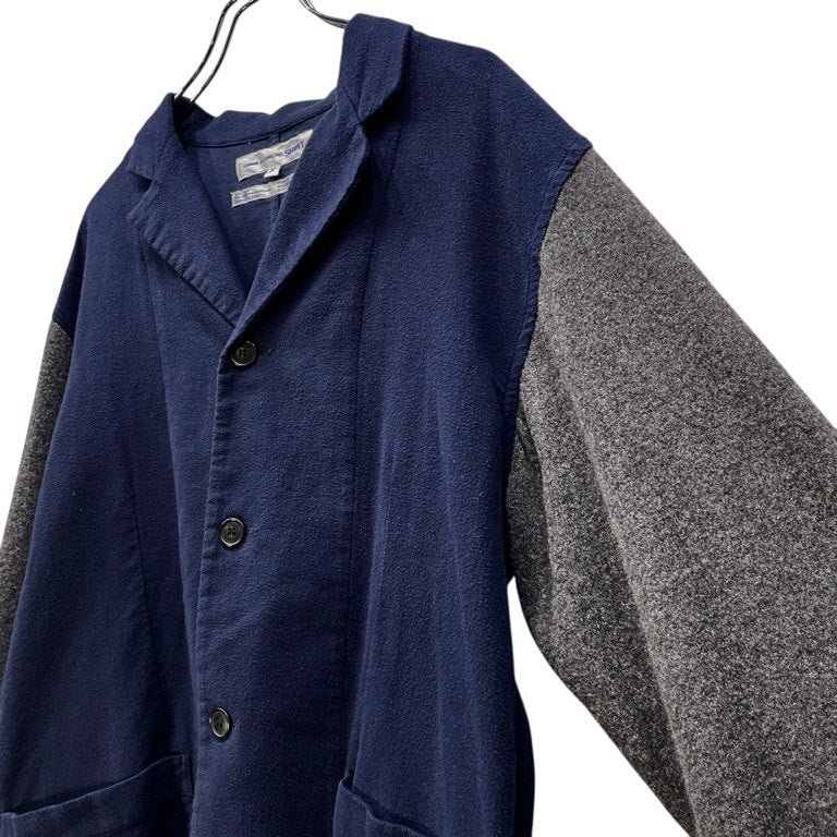 COMME des GARCONS SHIRT コットンフランネル袖ニット切替ツートーンシャツジャケット バイカラー ブルゾン コート アウター Archive 90s コムデギャルソン メンズ