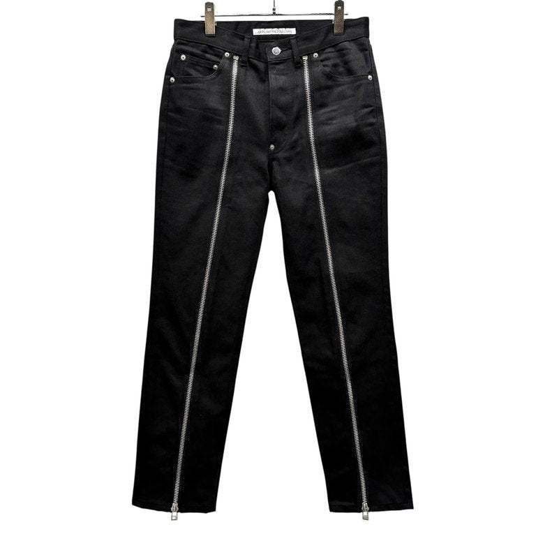 JOHN LAWRENCE SULLIVAN Rigid Denim Zipped Pants リジッドブラックデニムフロントジップパンツ ボトムス ジーンズ 定価44,000円 ジョンローレンスサリバン メンズ
