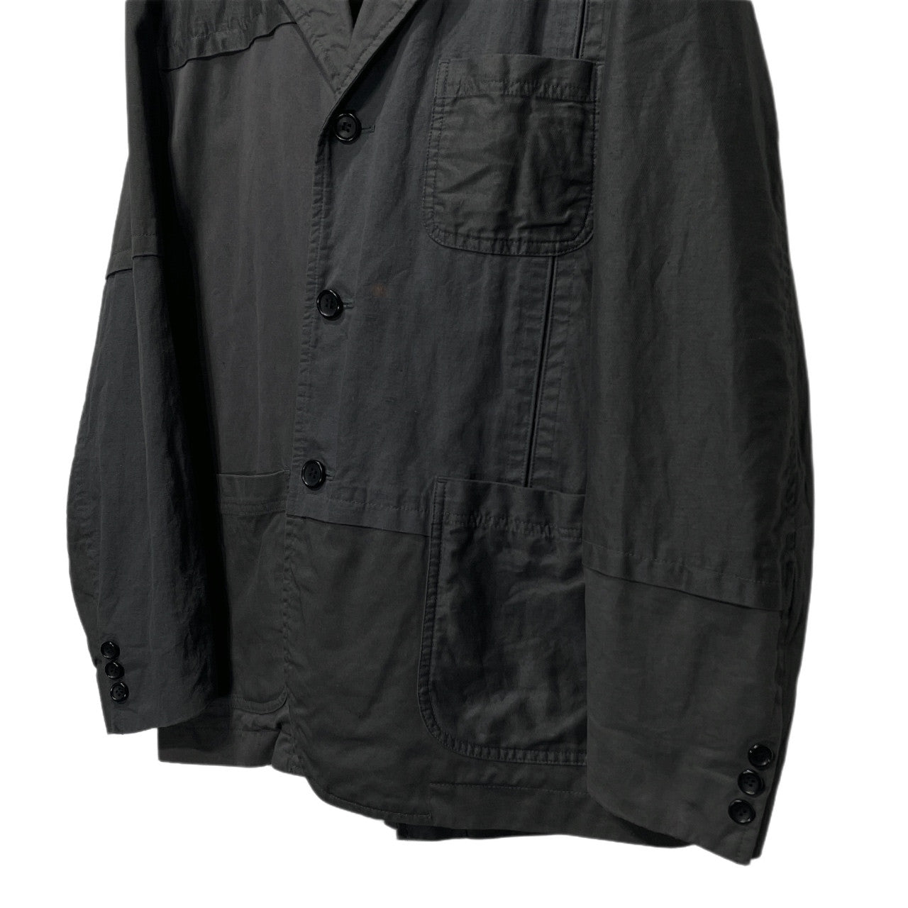 COMME des GARCONS HOMME 21SS コットンリネン製品染め切替パッチワークジャケット ブルゾン コート アウター コムデギャルソンオム メンズ