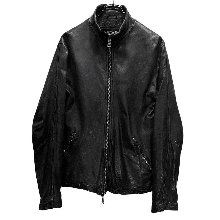 GIORGIO BRATO ラムレザースタンドカラージップアップレザージャケット シングル ライダース ブルゾン コート アウター ジョルジオブラット メンズ
