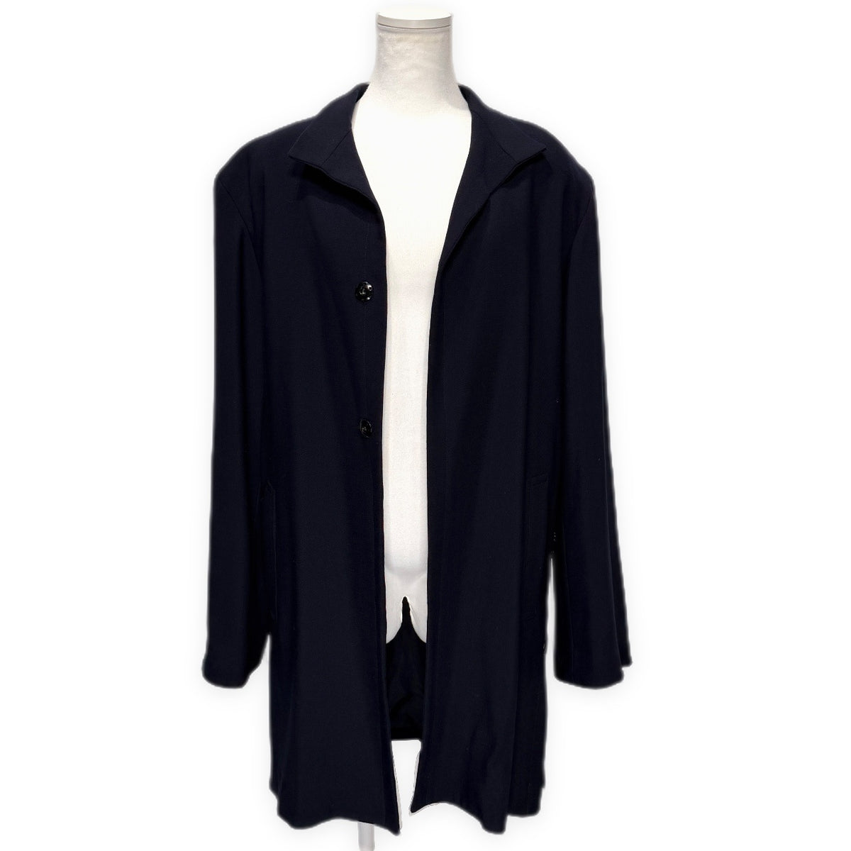 Y's ウールネイビーフライフロントサイドレースアップロングジャケット スナップボタン 比翼 アウター 90s Archive Yohji Yamamoto ヨウジヤマモト ワイズ レディース