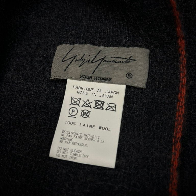 Yohji Yamamoto Pour Homme 18AW 二重織ニードルパンチフリンジ大判マフラー ストール スカーフ 小物 ヨウジヤマモトプールオム メンズ レディース ユニセックス