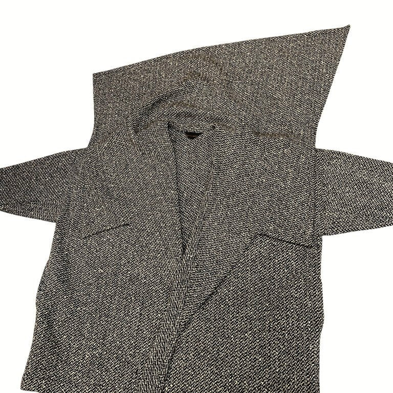 COMME des GARCONS ウールツイード変形襟アシンメトリーボタンレスコート Archive 80s 90s ジャケット ブルゾン アウター コムデギャルソン レディース