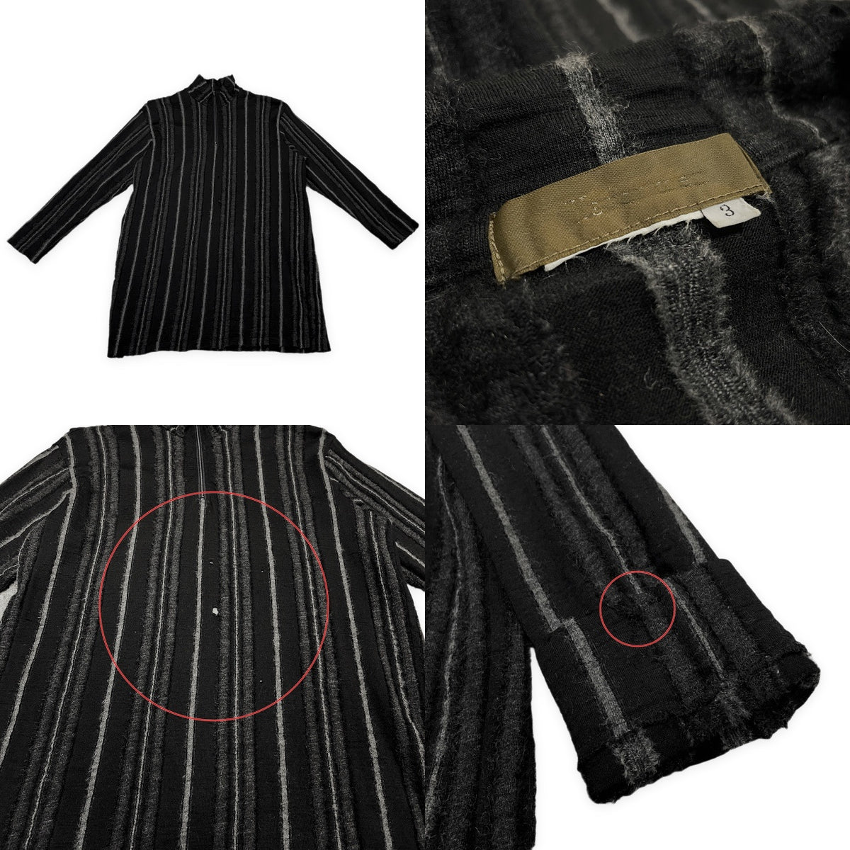 Y's for men ストライプハーフジッププルオーバーニットトップス Archive ハイネック セーター Yohji Yamamoto Pour Homme ヨウジヤマモトプールオム ワイズフォーメン メンズ