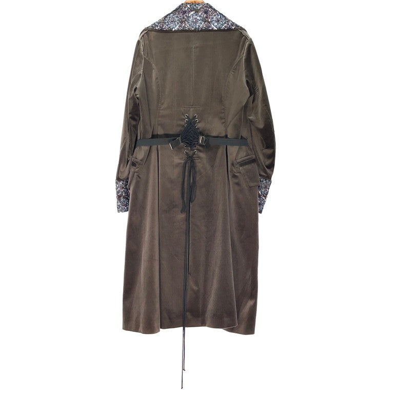 John Galliano 10AW GREAT COAT 'OPIUM' EMBROIDERY ビーズハンドメイド刺繍バックレースアップベロアロングコート LOOK37 Archive 激レア 希少 定価691,950円 ジョンガリアーノ メンズ
