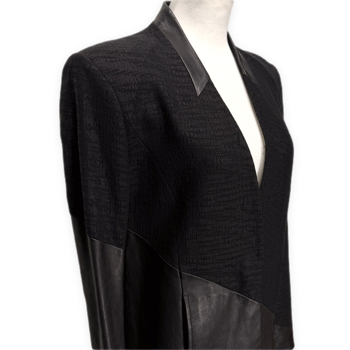 HELMUT LANG ジャガードレザー切り替えノーカラーショートジャケット アウター トップス Archive ヘルムートラング レディース