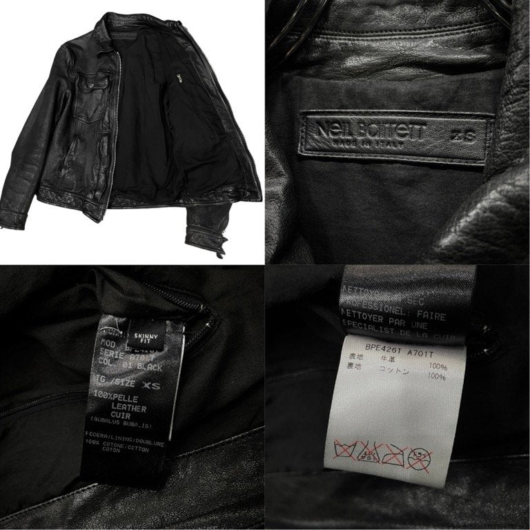 Neil Barrett バッファローレザーセカンドタイプパターンジップアップジャケット ブルゾン ライダース アウター 2nd Arcive 00s ニールバレット メンズ