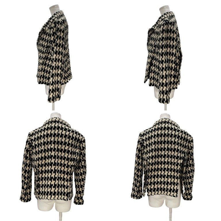 COMME des GARCONS 91AW ジップデザイン千鳥格子柄ウールツイードセットアップ ジャケット スカート スーツ Archive 90s Chic Punk シックパンク アウター ボトムス パンツ コムデギャルソン レディース