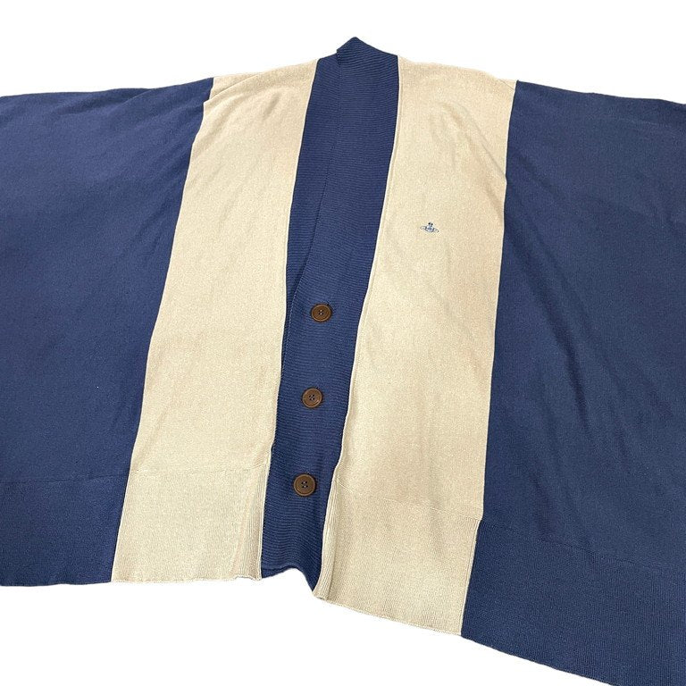 Vivienne Westwood MAN 23SS コットンリネンバイカラーオーバーサイズドルマンニットカーディガン