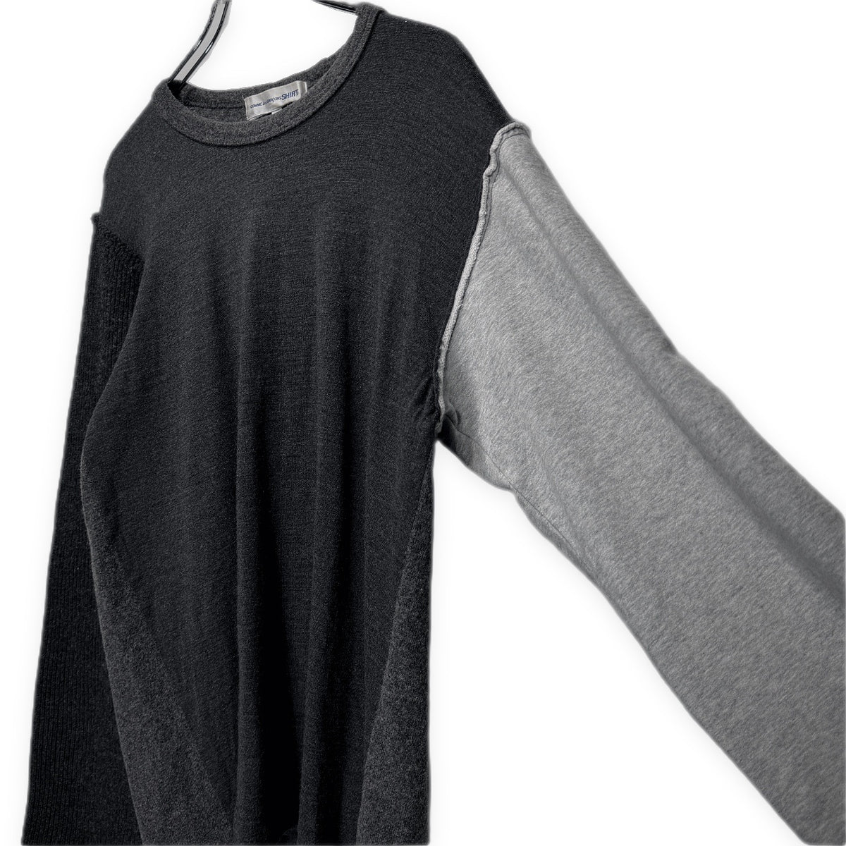 COMME des GARCONS SHIRT 02AW ウール切り替えクレイジーパターンクルーネックニットセーター トップス スウェット Archive 00s コムデギャルソンシャツ メンズ