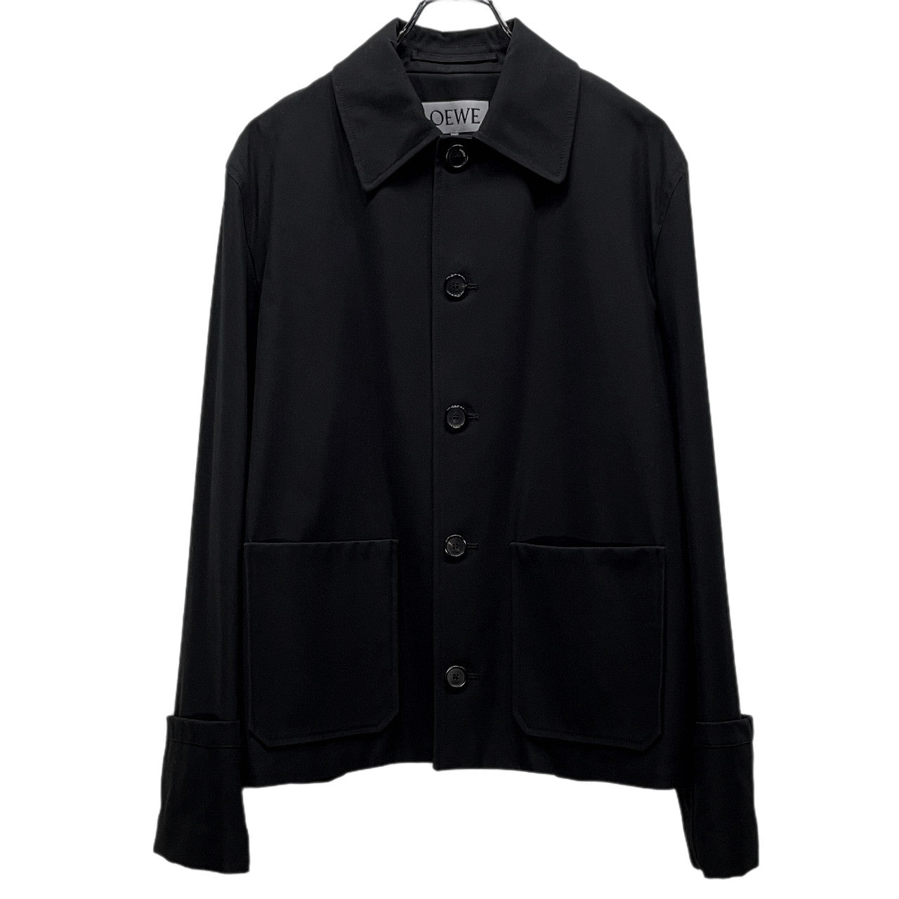 LOEWE FISHERMAN JACKET コットンギャバジン襟裏ラムレザーフィッシャーマンジャケット ブルゾン カバーオール アウター ロエベ メンズ
