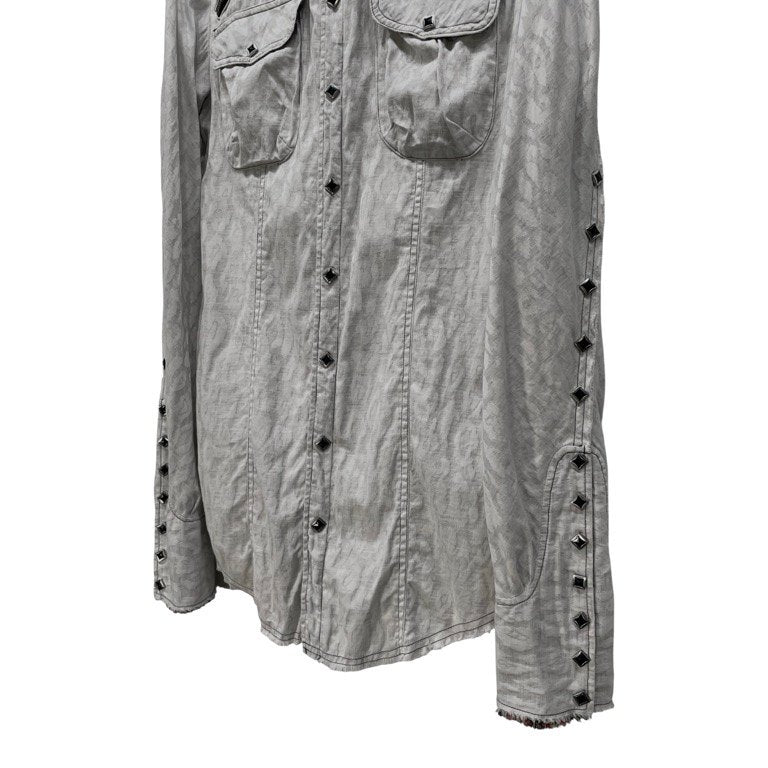 L.G.B. デタッチャブルカラーマルチボタンカットオフレオパードウエスタンシャツ ブラウス トップス 総柄 チェック ルグランブルー メンズ